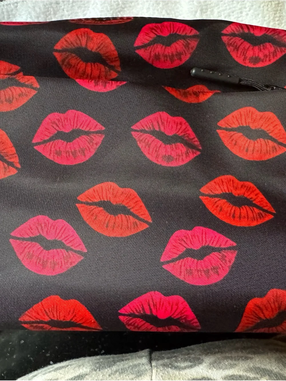 I&R Black Cosmetic Bag with Red Lip Print